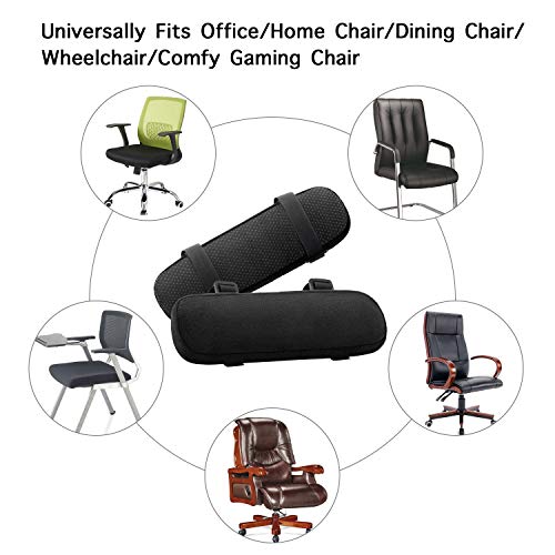 MOSISO Chair Armrest Pads (2 Pack), Memory Foam Home/Office Chair Arm Rest Covers Comfy Computer Gaming Elbow Cushion Removable Washable Elbow Support Forearm Pressure Relief, Black - color: Black