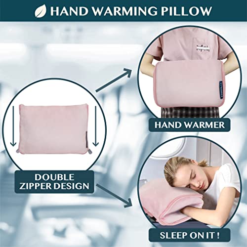 PAVILIA Travel Blanket Pillow, Soft Airplane Blanket 2-in-1 Combo Set, Plane Blanket Compact Packable, Flight Essentials Car Pillow, Travelers Gifts Accessories, Luggage Backpack Strap, 60x43 Pink - color: Pink