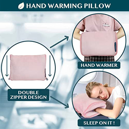 PAVILIA Travel Blanket Pillow, Soft Airplane Blanket 2-in-1 Combo Set, Plane Blanket Compact Packable, Flight Essentials Car Pillow, Travelers Gifts Accessories, Luggage Backpack Strap, 60x43 Pink - color: Pink