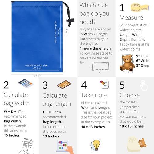 PALTERWEAR Drawstring Bag with Toggle - Nylon Cinch and Ditty Pouch Six-Pack (Blue, 5 x 7 Inch, Set of 6) - color: Blue, size: 5 x 7 Inch