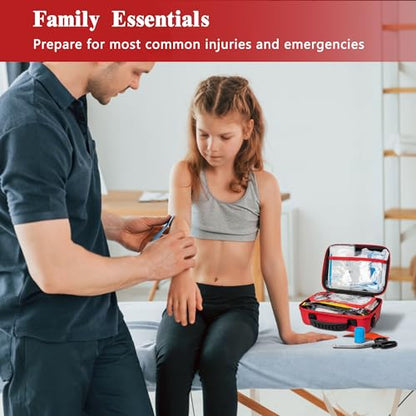 First Aid Kit 340 Piece, Premium Waterproof Hard Shell Medical Kit for Car, Home, Office, Travel, Camping, Sports, Outdoor, School - Emergency First Aid Supplies and Survival Kit - size: 340 Pieces