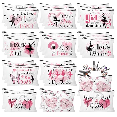 30pcs Dance Makeup Bag Dance Cosmetic Bags Dancer Gifts Survival Kit Pouch Travel Toiletry Bag Mothers Day Gifts for Girls Women Dance Teacher Competition - style: Dancer