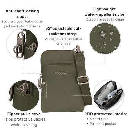 Baggallini Women's Securtex Anti-theft Activity Crossbody Bag - color: Thyme