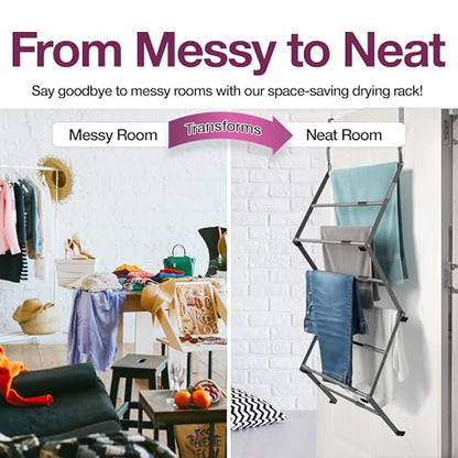 BLACK+DECKER Over The Door Expandable Telescopic Drying Rack, Clothes Organizer, Towel Hanger, Laundry, Collapsible, Gray - color: Gray