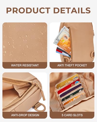 CHOLISS Small Crossbody Bags for Women and Men, Sling Bag for Women and Men Trendy, Fanny Packs Chest Bag with Extended Strap - color: Caramel Brown