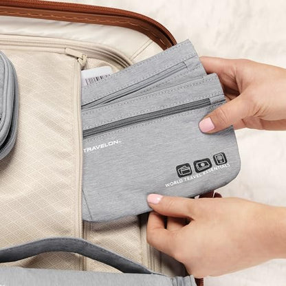 Travelon World Travel Essentials Set of 2 Currency and Passport Organizers - color: Gray Heather