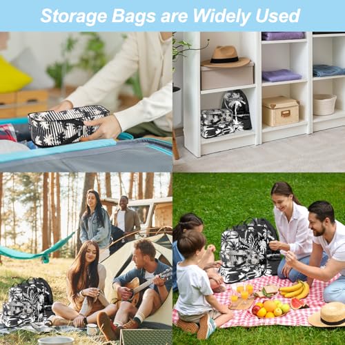 Tropical Palm Tree Travel Packing Cubes Set (7 Piece) - Essential Bag for Clothes Shoes Cosmetics Toiletry - Perfect Business Trip Accessories - color: Black-6
