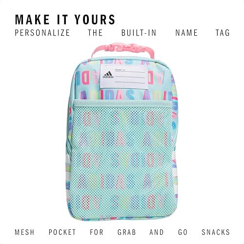 adidas Santiago Lunch Bag Cooler for Women and Men, Insulated Food Container Box with Mesh Pocket, Hall Pass Semi Flash Aqua/Pink Spark/3.0, One Size - color: Preloved Crimson/Rose Gold/3