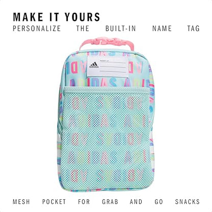 adidas Santiago Lunch Bag Cooler for Women and Men, Insulated Food Container Box with Mesh Pocket, Hall Pass Semi Flash Aqua/Pink Spark/3.0, One Size - color: Preloved Crimson/Rose Gold/3