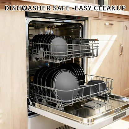 40 Piece Plastic Dinnerware Set for 8 with Cutlery, Unbreakable Plates and Bowls Set, Dishwasher & Microwave Safe Reusable Dish Set for Camping, RV, Outdoor Kitchen, Apartment Dining,Rainbow Multicol - color: Tropical