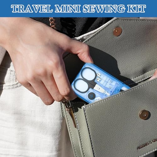 TINSKY 25 Boxes Mini Travel Sewing Kit Quick Fix Sewing Kits Bulk Basic Portable Pre Threaded Needle Emergency Repair Tool for Gifts Beginner Traveler Home Hotel - color: Blue