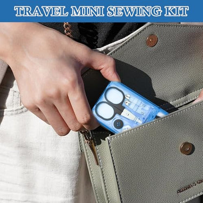 TINSKY 25 Boxes Mini Travel Sewing Kit Quick Fix Sewing Kits Bulk Basic Portable Pre Threaded Needle Emergency Repair Tool for Gifts Beginner Traveler Home Hotel - color: Blue