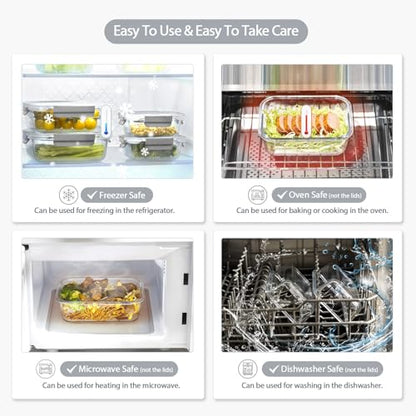 coccot [10 pack Glass Meal Prep Containers with Lids, Glass Food Storage Containers with Snap Locking Lids for Food, Bpa-free, Easy to Open& Close/Microwave,Oven,Freezer,Dishwasher Safe/Leak-Proof - color: Gray