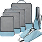 BAGAIL 4 Set/6 Set/8 Set Compression Packing Cubes Travel Accessories Expandable Packing Organizers (Half Mesh, 6-Dusty Blue) - color: 6-Dusty Blue, style: Half Mesh