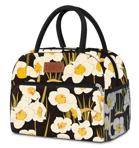 Coobiiya Lunch Bag Women, Daffodil Lunch Bag for Women Adult, Small Leakproof Cute Lunch Box Tote Large Capacity Reusable Insulated Cooler Lunch Container for Work/Office - color: Daffodil, size: A-regular