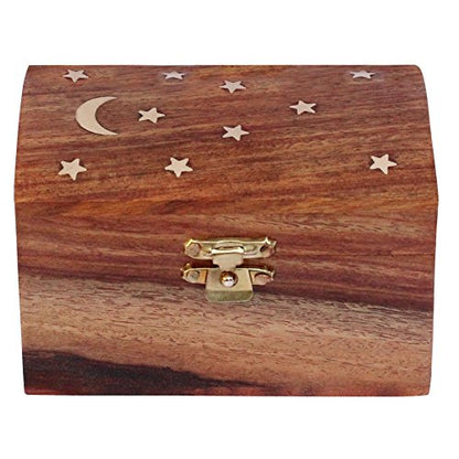 ITOS365 Handmade Wooden Jewelry Box for Women Jewel Organizer Moon and Stars
