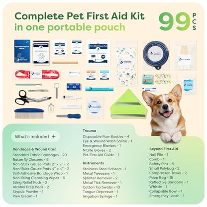 KeepGoing Dog First Aid Kit – Pet Emergency Kit for Dogs & Cats – Dog Travel Accessories for Car, Camping and Hiking