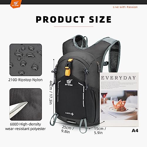 SKYSPER Small Hiking Backpack - 15L Travel Daypack Lightweight Bag Water Resistant Hiking Backpacks for Women Men - color: Lantc15-darkgray, size: Small