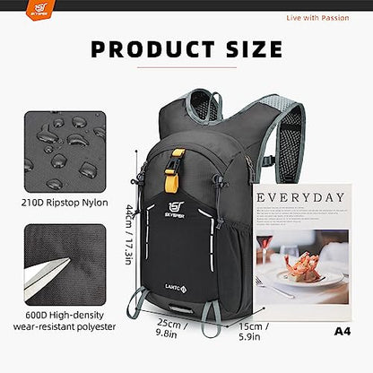 SKYSPER Small Hiking Backpack - 15L Travel Daypack Lightweight Bag Water Resistant Hiking Backpacks for Women Men - color: Lantc15-darkgray, size: Small