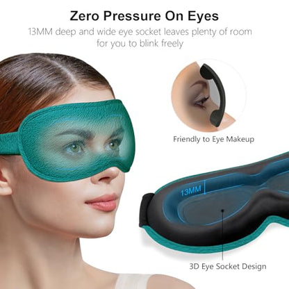 Gritin 100% Blackout Sleep Eye Mask for Women Men,Zero Eye Pressure Sleeping Mask-Ergonomic Design 3D Cutout Eye Movement and Eyelash Friendly Night Blindfold,Soft&Comfortable for Sleeping-Navy Blue - color: Navy Blue