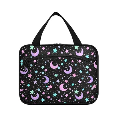 MNSRUU Hanging Toiletry Bags for Women Travel, Crescents and Stars Toiletry Organizer Portable Travel Toiletry Bags Clear Wash Bags Makeup Bag Cosmetic Bag - color: Cartoon 164