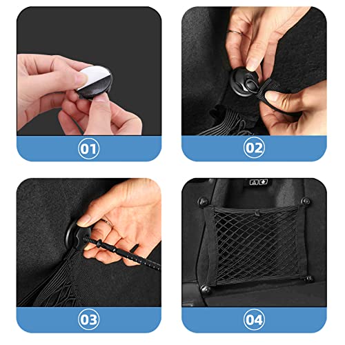 Universal Mesh Cargo Net for Car Trunk Storage,2 Pack Elastic Small Cargo Net Pocket Organizer Pouch Bag,Stretchable Automotive Cargo Nets with 8 Pieces Mounting Screws and Hooks for RV,SUV,Boats,Home - size: 17.7 x 9.8 inch