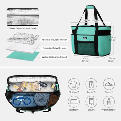 Large Beach Tote Bag with Insulated Cooler Compartment– Spacious Mesh Beach Bag for Pool, Swim & Travel, Wet/Dry Separate Compartments