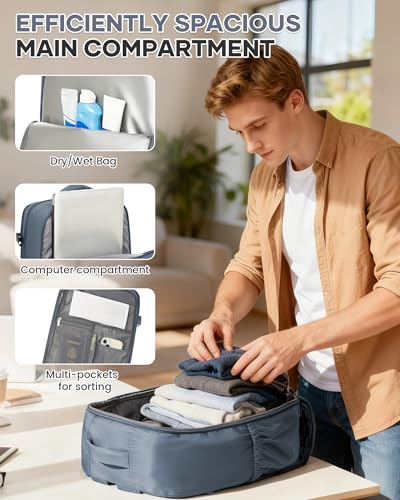 Large Travel Gym Backpack Women Carry On Backpack Flight Approved Hiking Waterproof Rucksack Casual Daypack Laptop bags airplanes Shoes Compartment Personal Item Travel Weekender Essentials JewelBlue - color: A39-jewel Blue, size: Large