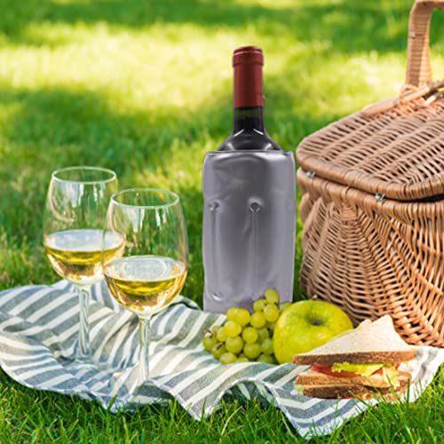 Ice Wine Sleeve, Ice Wine Bag, Wine Chiller, Wine Cooler Refrigerator, Wine Bottle Chiller Cooler for Red White Champagne or Sparkling. Gel Cooling Holder Freestanding Carrier Chilling, Set 2 - style: Silver Wine Sleeve