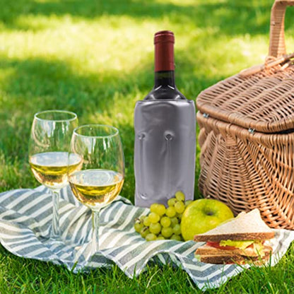 Ice Wine Sleeve, Ice Wine Bag, Wine Chiller, Wine Cooler Refrigerator, Wine Bottle Chiller Cooler for Red White Champagne or Sparkling. Gel Cooling Holder Freestanding Carrier Chilling, Set 2 - style: Silver Wine Sleeve