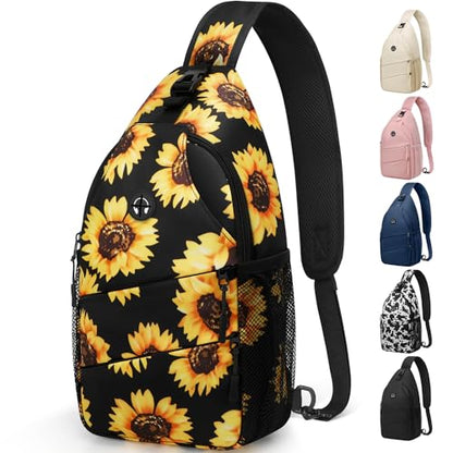 Pritent Crossbody Bags for Women Men Trendy Sling Bag Backpack Casual Chest Bag with Convertible Shoulder Strap - color: Sunflower, size: Medium