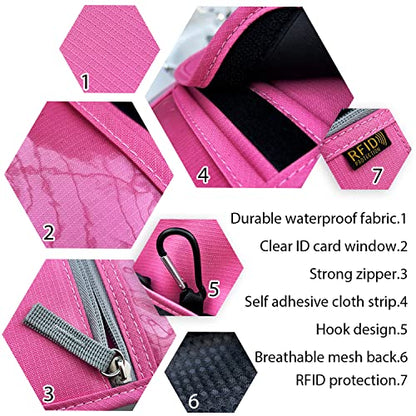 Travel Neck Wallet, RFID Blocking Passport Holder with Adjustable Neck Strap for Men and Women to Keep Cash, Credit Cards and Travel Documents Safe - Rose - color: Rose