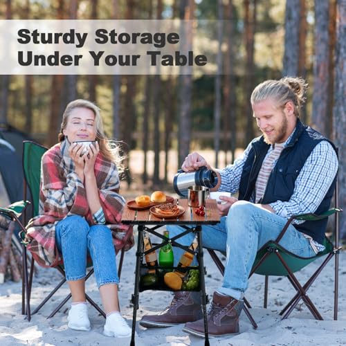 Odoland Portable Camping Table, 15.8"L x 11.8"W Folding Table with Adjustable Height 15.8" - 22", Small Beach Table with Storage Bag for Outdoor Camp, Cooking, Picnic, Travelling, Backyards, Fishing - size: 15.75"L x 11.81"W x 15.75"H