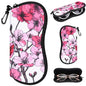 Sunglasses Case with Belt Clip, Ultra Light Neoprene Zipper Soft Padded Glasses Case for Women Men - color: Peony