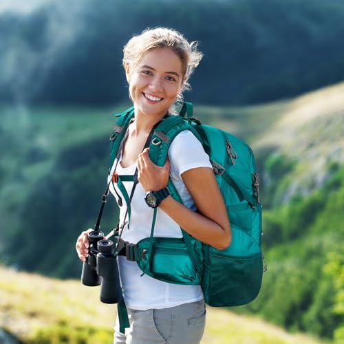 Maelstrom Hiking Backpack, 40L Waterproof Camping Daypack for Men and Women, Lightweight Travel Pack with Rain Cover (Green) - color: Green