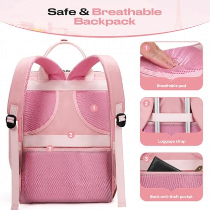 Maelstrom Travel Backpack for Women Men,Laptop Backpack Fits 15.6-17.3 Inch Laptop, Nurse/Work Bag with Insulated Lunch Box (Pink) - color: Pink