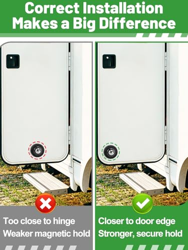 RV Magnetic Door Catch with Adhesives Screws - Easy to Install Camper Trailer Door Holder, Sturdy Stopper for RV Accessories, 1 Pack