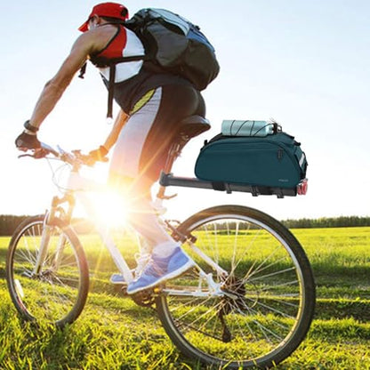 MOSISO Bike Rack Bag, Waterproof Bicycle Trunk Pannier Rear Seat Pouch Cycling Bike Carrier Backseat Storage Luggage Saddle Shoulder Bag - color: Teal Green