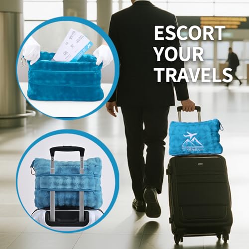 Travel Blanket and Pillow-2-in-1, Ultra-Soft&Compact, Airplane Blanket with Hand Luggage Belt and Backpack Clip,Travelers Accessories Gifts, 61x43 Inches（Green） - color: Green