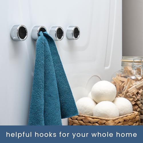 S&T INC. Round Adhesive Push Towel Hooks for Kitchen, Hand and Dish Towels, Black, 4 Pack - color: Black