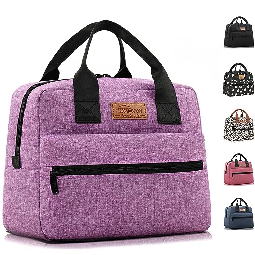 HOMESPON Insulated Lunch Bag for Women Men Lunch Box Cooler Lunch Tote for Work Picnic (Purple) - color: Purple