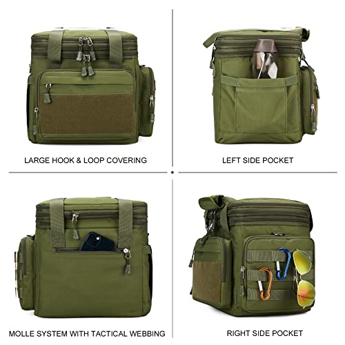 Gafetrey Tactical Lunch Box for Men, Insulated Lunch Bag Adult, Thermal Lunchbox Leakproof Waterproof Cooler Bag, Dual Compartment Lunch tote, Large Lunch Pail for Work Office Travel(Green) 15L - color: C-Green, size: 15L