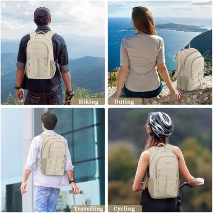 ZOMFELT Hiking Backpack for Women Men, 15L Lightweight Packable Backpack for Trip, Water Resistant Small Travel Backpacks, Foldable daypack for Hiking, Walking, Cycling, Camping, Beige - size: 15L