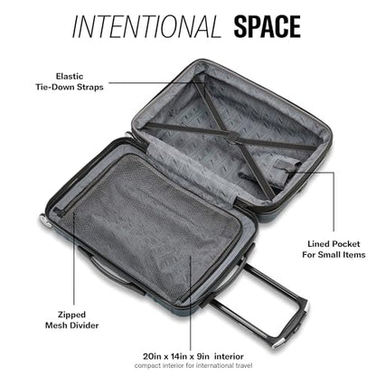 Omni 2 Airline Approved Carry-On Luggage – Stress-Free Size Meets 22x14x9" Requirements – For Fast Trips & Avoiding Baggage Fees – Dual 360° Spinner Wheels, USB Power Hub, Expands 1.5” – Nova Teal - color: Nova Teal, size: Carry-on Spinner
