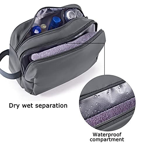BAGSMART Toiletry Bag for Men, Travel Toiletry Organizer Dopp Kit Water-resistant Shaving Bag for Toiletries Accessories, Door Room Essentials,Grey-basic - color: Grey-basic, size: Medium