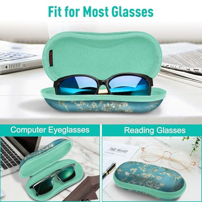 FINTIE Sunglasses Case, Hard EVA Shell Shockproof Sport Glasses Case with Metal Carabiner Travel Zipper Eyeglasses Holder - color: Z-blossom