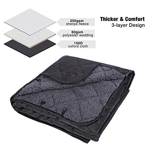 REDCAMP Large Camping Blanket with Sherpa Lining, Cold Weather Warm Outdoor Blanket Windproof for Camping Stadium, Machine Washable 59"x 79" - color: 59"x 79" Black