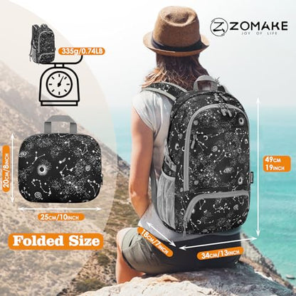 ZOMAKE Lightweight Packable Backpack 30L, Foldable Hiking Backpacks Water Resistant Compact Folding Daypack for Travel(Starry sky print) - color: Starry Sky Print