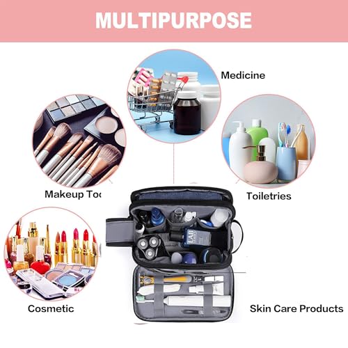 2Pack Men's Toiletry Bag Pu,Travel Toiletry Organizer, Waterproof Shaving Kit Pouch For storing daily essentials like toiletries and cosmetics,Black (Grey) - color: Grey