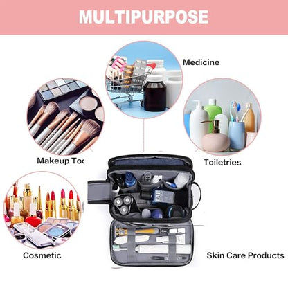 2Pack Men's Toiletry Bags Pu,Travel Toiletry Organizer, Waterproof Shaving Kit Pouch For Storing Daily Essentials like Oiletries and Cosmetics(Black) - color: Black